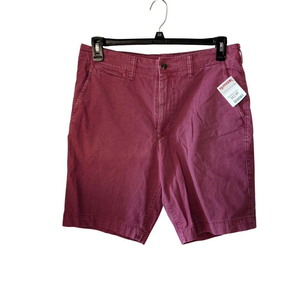American Eagle Mens Burgundy Chino Shorts Size 33 Stretch Cotton Flat Front NWT